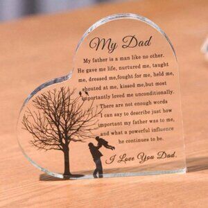 My Dad I Love You Dad Acrylic Dedication Plaque Heart Shape